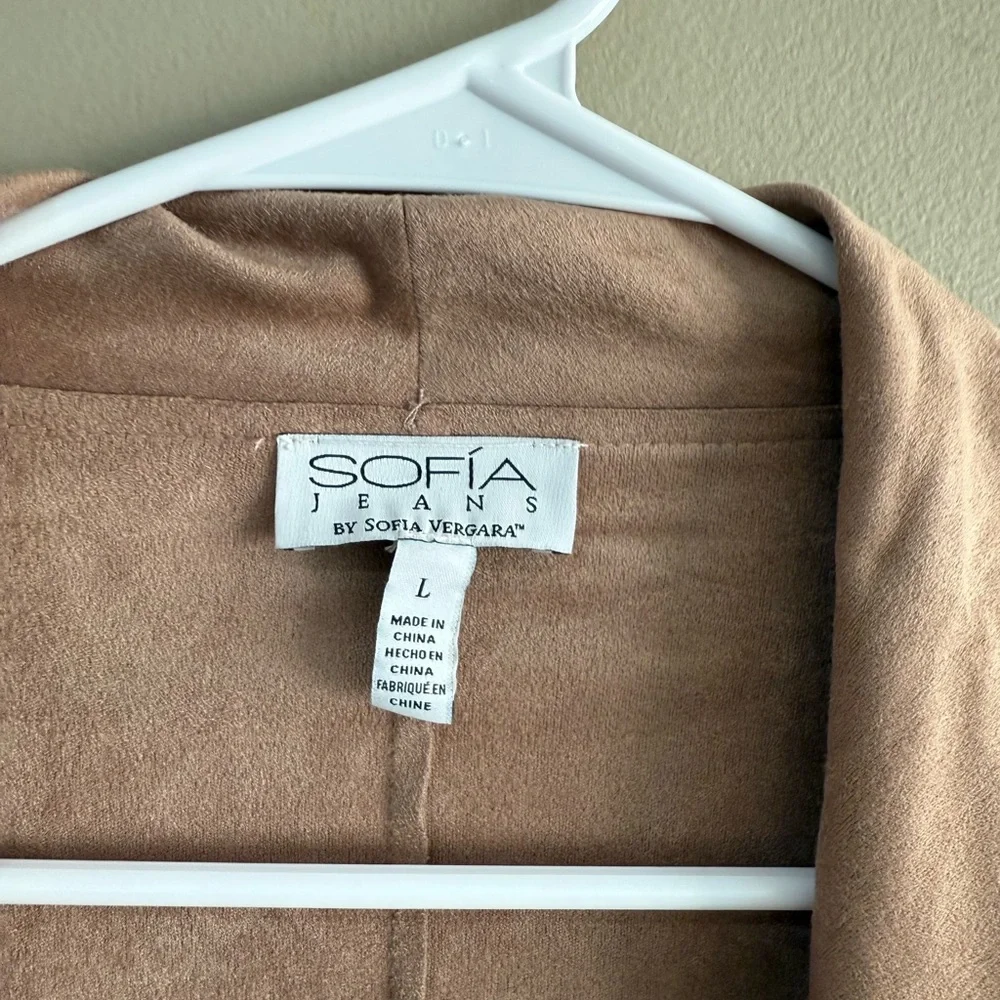 NWT Sofia by Sofia Vergara Tan Faux Suede Blazer - Picture 6 of 8